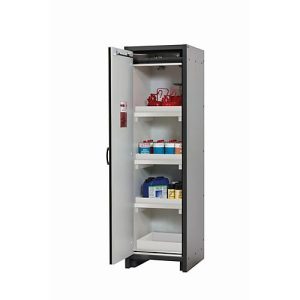 Sicherheitsschrank Typ 30 asecos Q-CLASSIC-30, Flügeltür, Anschlag links, Front Reinweiß, B 564 x T 620 x H 1947 mm