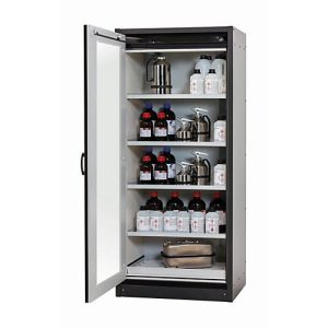 Sicherheitsschrank Typ 30 asecos Q-DISPLAY-30, Flügeltür mit Glasausschnitt, Anschlag links, Front Sicherheitsgelb, B 864 x T 620 x H 1947 mm Sicherheitsschrank Typ 30 asecos Q-DISPLAY-30, Flügeltür mit Glasausschnitt, Anschlag links, Front Sicherheitsgelb, B 864 x T 620 x H 1947 mm