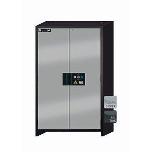 Sicherheitsschrank Typ 90 asecos Q-CLASSIC-90, Flügeltüren, Front asecos Silber, B 1193 x T 615 x H 1953 mm