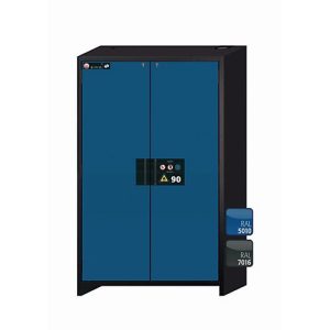 Sicherheitsschrank Typ 90 asecos Q-CLASSIC-90, Flügeltüren, Front Enzianblau, B 1193 x T 615 x H 1953 mm