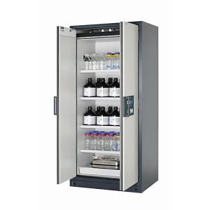 Sicherheitsschrank Typ 90 asecos Q-CLASSIC-90, Flügeltüren, Front Lichtgrau, B 893 x T 615 x H 1953 mm
