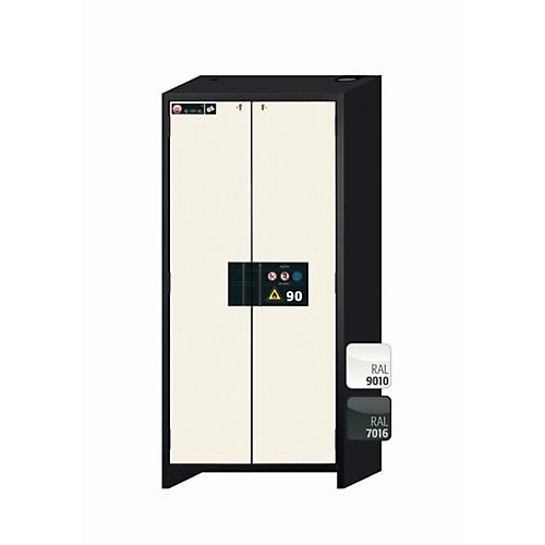 Sicherheitsschrank Typ 90 asecos Q-CLASSIC-90, Flügeltüren, Front Reinweiß, B 893 x T 615 x H 1953 mm