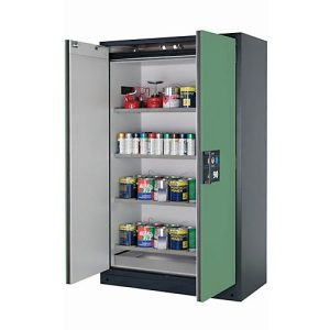 Sicherheitsschrank Typ 90 asecos Q-CLASSIC-90, Flügeltüren, Front Resedagrün, B 1193 x T 615 x H 1953 mm
