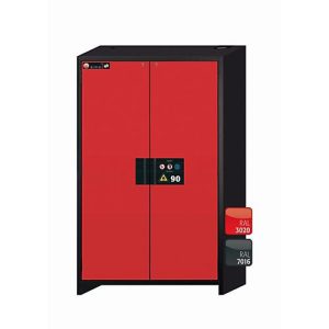Sicherheitsschrank Typ 90 asecos Q-CLASSIC-90, Flügeltüren, Front Verkehrsrot, B 1193 x T 615 x H 1953 mm