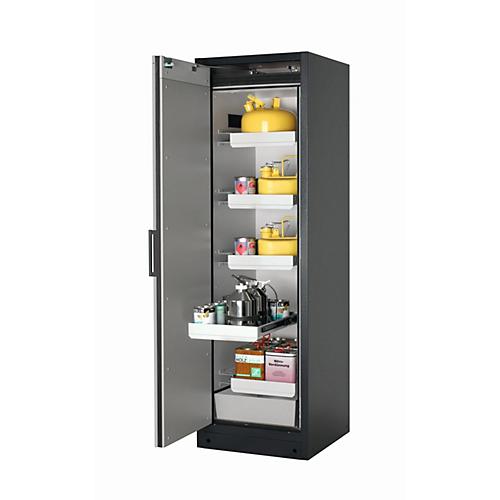 Sicherheitsschrank Typ 90 asecos Q-PEGASUS-90, Flügeltür mit Schließ-Automatik, Anschlag links, Front Reinweiß, B 599 x T 615 x H 1953 mm