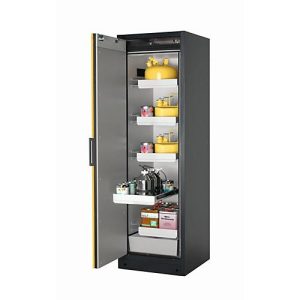 Sicherheitsschrank Typ 90 asecos Q-PEGASUS-90, Flügeltür mit Schließ-Automatik, Anschlag links, Front Sicherheitsgelb, B 599 x T 615 x H 1953 mm Sicherheitsschrank Typ 90 asecos Q-PEGASUS-90, Flügeltür mit Schließ-Automatik, Anschlag links, Front Sicherheitsgelb, B 599 x T 615 x H 1953 mm
