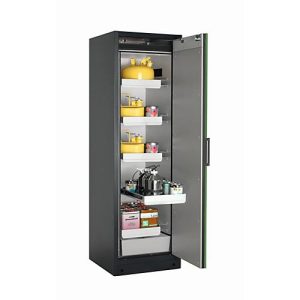 Sicherheitsschrank Typ 90 asecos Q-PEGASUS-90, Flügeltür mit Schließ-Automatik, Anschlag rechts, Front Resedagrün, B 599 x T 615 x H 1953 mm Sicherheitsschrank Typ 90 asecos Q-PEGASUS-90, Flügeltür mit Schließ-Automatik, Anschlag rechts, Front Resedagrün, B 599 x T 615 x H 1953 mm