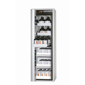 Sicherheitsschrank Typ 90 asecos S-PHOENIX-90, Falttür mit Türfeststellanlage, Anschlag links, Front Lichtgrau, B 596 x T 616 x H 1968 mm