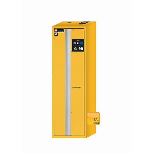 Sicherheitsschrank Typ 90 asecos S-PHOENIX-90, Falttür mit Türfeststellanlage, Anschlag links, Front Sicherheitsgelb, B 596 x T 616 x H 1968 mm