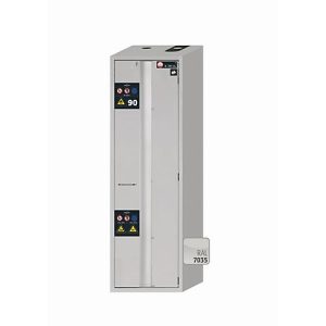 Sicherheitsschrank Typ 90 asecos S-PHOENIX-90, Falttür mit Türfeststellanlage, Anschlag rechts, Front Lichtgrau, B 596 x T 616 x H 1968 mm