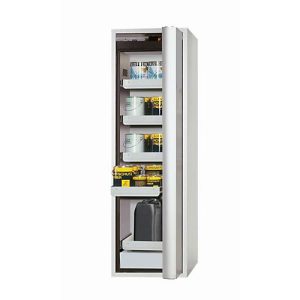 Sicherheitsschrank Typ 90 asecos S-PHOENIX-90, Falttür mit Türfeststellanlage, Anschlag rechts, Front Lichtgrau, B 596 x T 749 x H 1968 mm