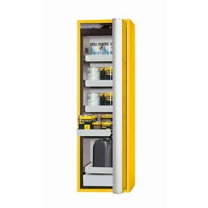 Sicherheitsschrank Typ 90 asecos S-PHOENIX-90, Falttür mit Türfeststellanlage, Anschlag rechts, Front Sicherheitsgelb, B 596 x T 616 x H 1968 mm