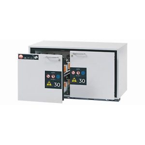 Sicherheitsunterbauschrank Typ 30 asecos UB-S-30, 2 Schubladen, Front Lichtgrau, B 1102 x T 574 x H 600 mm Sicherheitsunterbauschrank Typ 30 asecos UB-S-30, 2 Schubladen, Front Lichtgrau, B 1102 x T 574 x H 600 mm