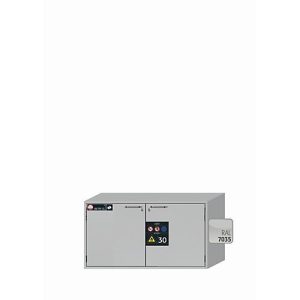 Sicherheitsunterbauschrank Typ 30 asecos UB-T-30, Flügeltüren, Front Lichtgrau, B 1102 x T 574 x H 600 mm