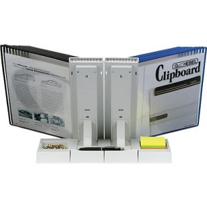 Sichttafel-Erweiterungsständer Styro, für 10 tarifold-Tafeln im Format A4, mit Ablageschalen, Polystyrol, grau, inkl. Befestigungsmaterial
