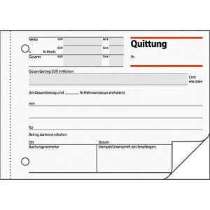 sigel® Quittungen mit MWSt.-Nachweis QU625, DIN A6 quer, 2 x 50 Blatt
