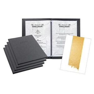 Sigel Sparset, 5 Speisekartenmappen mit 10 Transparenthüllen, 50 Motivpapieren ‚Golden Brush Stroke‘, anthrazit