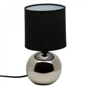 Tischlampe. Sandstein Fuß silberglänzend E14. 230V