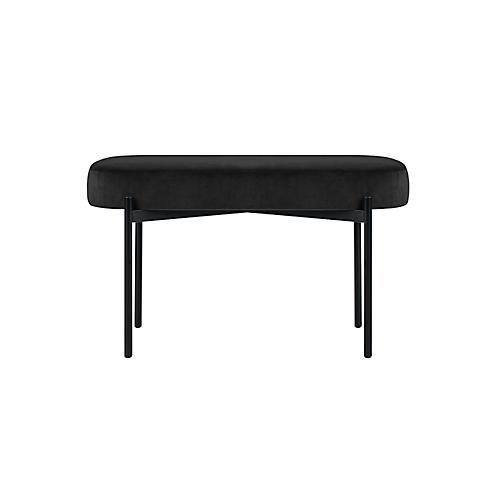 Sitzbank easyChair® by Paperflow GAIA, oval M, Samtbezug schwarz, 4-Fußgestell mattschwarz, B 790 x T 420 x H 455 mm