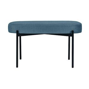 Sitzbank easyChair® by Paperflow GAIA, oval M, Stoffbezug blau, 4-Fußgestell mattschwarz, B 790 x T 420 x H 455 mm