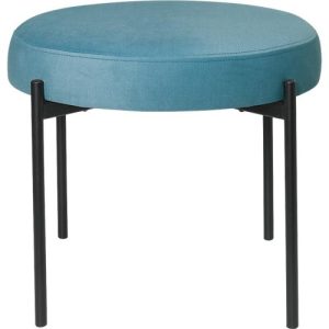Sitzbank easyChair® by Paperflow GAIA, rund, Stoffbezug blau, 4-Fußgestell mattschwarz, B 575 x T 575 x H 455 mm