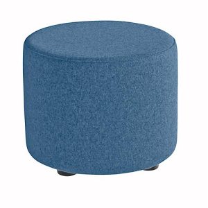 Sitzhocker TAPA Round, Sperrholz, gepolstert, Schurwolle-Bezug, blau