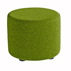 Sitzhocker TAPA Round, Sperrholz, gepolstert, Schurwolle-Bezug, grün