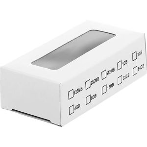 Slim Box für USB-Sticks, mit transparentem Sichtfenster, weiß Slim Box für USB-Sticks, mit transparentem Sichtfenster, weiß