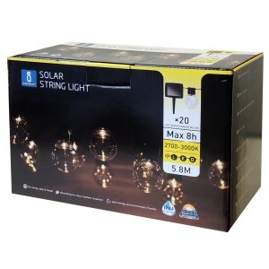 LED Solar Lichterkette. 20 klare Kugellampen. Länge 5.8m