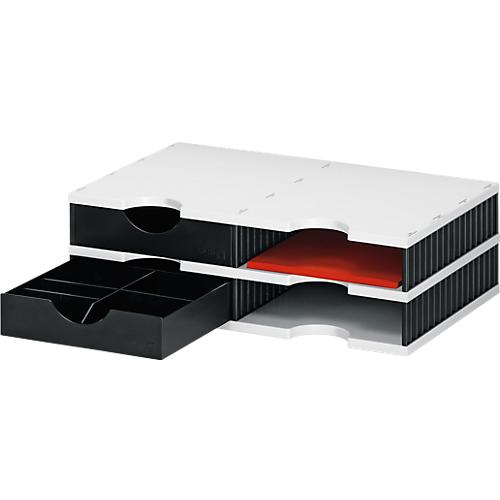Sortierstation Set Styro styrodoc Trio, 2 Schubladen & 4 Fächer, schwarz-grau/schwarz