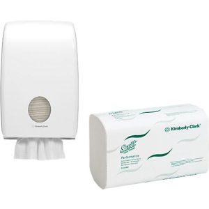 Sparset Scott Performance Interfold Falthandtücher, 30 x 212 St. + Gratis Spender