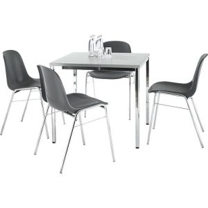 Sparset Stapelstuhl BETA, Bezug anthrazit, Sitzmaße B 400 x T 420 x H 460 mm, 4 Stück + Konferenztisch, B 800 x T 800 mm, lichtgrau Sparset Stapelstuhl BETA, Bezug anthrazit, Sitzmaße B 400 x T 420 x H 460 mm, 4 Stück + Konferenztisch, B 800 x T 800 mm, lichtgrau