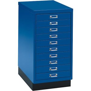 SSI Schubladenschrank DIN A3, 10 Schübe, 675 mm hoch, enzianblau