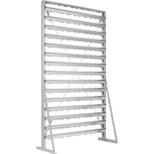 Ständerregal, 1-seitig bestückbar, 15 Reihen, ohne Sichtlagerkästen, B 1145 x T 400 x H 1950 mm, Stahl, grau