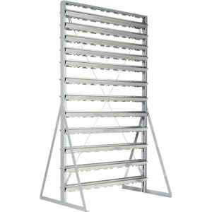 Ständerregal, 2-seitig bestückbar, 13 Reihen, ohne Sichtlagerkästen, B 1145 x T 800 x H 1950 mm, Stahl, grau