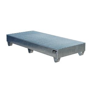 Stahl-Auffangwanne mit Gitterrost, 1800 x 800 mm, verzinkt Stahl-Auffangwanne mit Gitterrost, 1800 x 800 mm, verzinkt