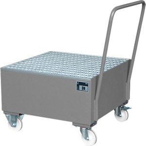Stahl-Auffangwanne mit Rollen+Griff, 800 x 800 mm, grau RAL 7005 Stahl-Auffangwanne mit Rollen+Griff, 800 x 800 mm, grau RAL 7005