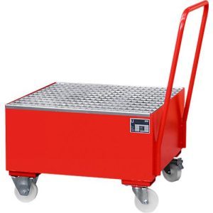 Stahl-Auffangwanne mit Rollen+Griff, 800 x 800 mm, rot RAL 3000 Stahl-Auffangwanne mit Rollen+Griff, 800 x 800 mm, rot RAL 3000