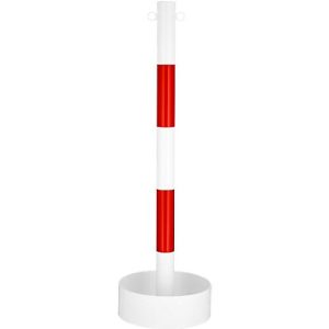 Stahlrohr-Kettenständer, für den Innenbereich, mit PVC-Folie in weiß/rot Stahlrohr-Kettenständer, für den Innenbereich, mit PVC-Folie in weiß/rot