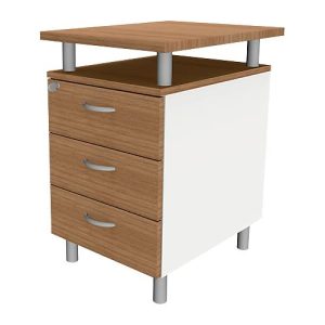 Standcontainer ARLON OFFICE, mit Tischplatte, 3 Schübe, B 450 x T 600 x H 730 mm, abschließbar, Canaletto/weiß Standcontainer ARLON OFFICE, mit Tischplatte, 3 Schübe, B 450 x T 600 x H 730 mm, abschließbar, Canaletto/weiß