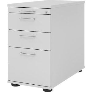 Standcontainer Breno 13336, Utensilien- & Hängeregistraturschub, B 428 x T 800 x H 720-760 mm, Spanplatte, Lichtgrau