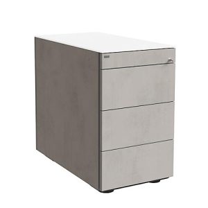 Standcontainer SOLUS PLAY, 1 Utensilienauszug, 3 Schübe, Tiefe 800 mm, grifflos, Ceramic grey Standcontainer SOLUS PLAY, 1 Utensilienauszug, 3 Schübe, Tiefe 800 mm, grifflos, Ceramic grey