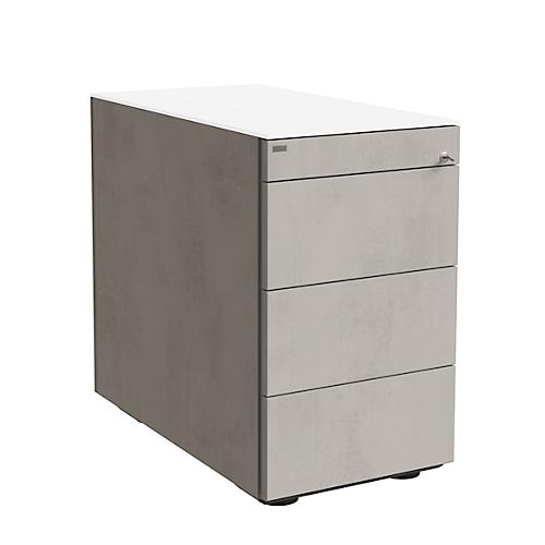 Standcontainer SOLUS PLAY, 1 Utensilienauszug, 3 Schübe, Tiefe 800 mm, grifflos, Ceramic grey