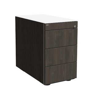 Standcontainer SOLUS PLAY, 1 Utensilienauszug, 3 Schübe, Tiefe 800 mm, grifflos, Mooreiche Standcontainer SOLUS PLAY, 1 Utensilienauszug, 3 Schübe, Tiefe 800 mm, grifflos, Mooreiche