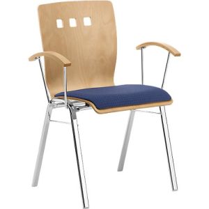 Stapelstuhl 7450, Formsitz, Lordosenstütze, Designerbohrungen, mit Armlehnen, Bezugsstoff Point/Trevira CS, blau Stapelstuhl 7450, Formsitz, Lordosenstütze, Designerbohrungen, mit Armlehnen, Bezugsstoff Point/Trevira CS, blau