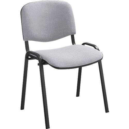 Stapelstuhl ISO Basic, ohne Armlehnen, 4-Fußgestell, Stoffbezug, stapelbar bis 12 Stück, B 545 x T 560 x H 820 mm, Bezug hellgrau, Gestell schwarz