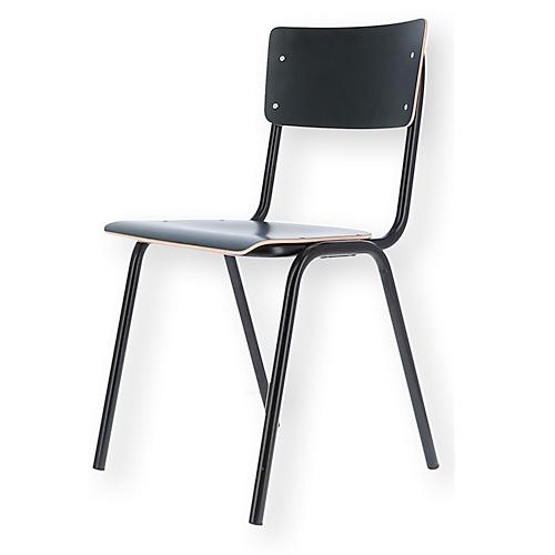 Stapelstuhl ZERO, stapelbar bis 4 Stück, Rundrohr-Fußgestell, B 380 x T 380 x H 460 mm, schwarz/schwarz, 2 Stück