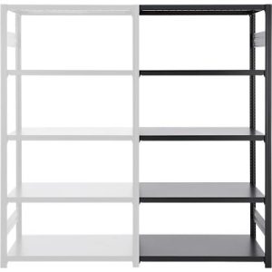 Steckregal ORDO Business, Anbauregal, modular, 5 Fachböden, Fachlast 140 kg, Feldlast 1200 kg, B 1010 x T 435 x H 2000 mm, Stahl, schwarz