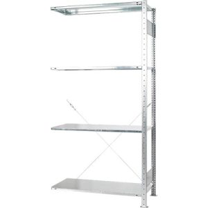 Steckregal Schulte green, Anbauregal, erweiterbar, 4 Fachböden, B 1000 x T 500 x H 2000 mm, Stahl, verzinkt