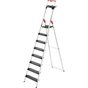 Stufen-Stehleiter Hailo L100 TopLine, EN 131, mit Multifunktionsschale & Haltebügel, bis 150 kg, 8 Stufen